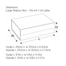 Load image into Gallery viewer, Black A4 Luxury Slimline Magnetic Gift Box dimensions
