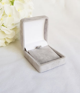 Grey Luxury Suede Pendant Box - White interior title