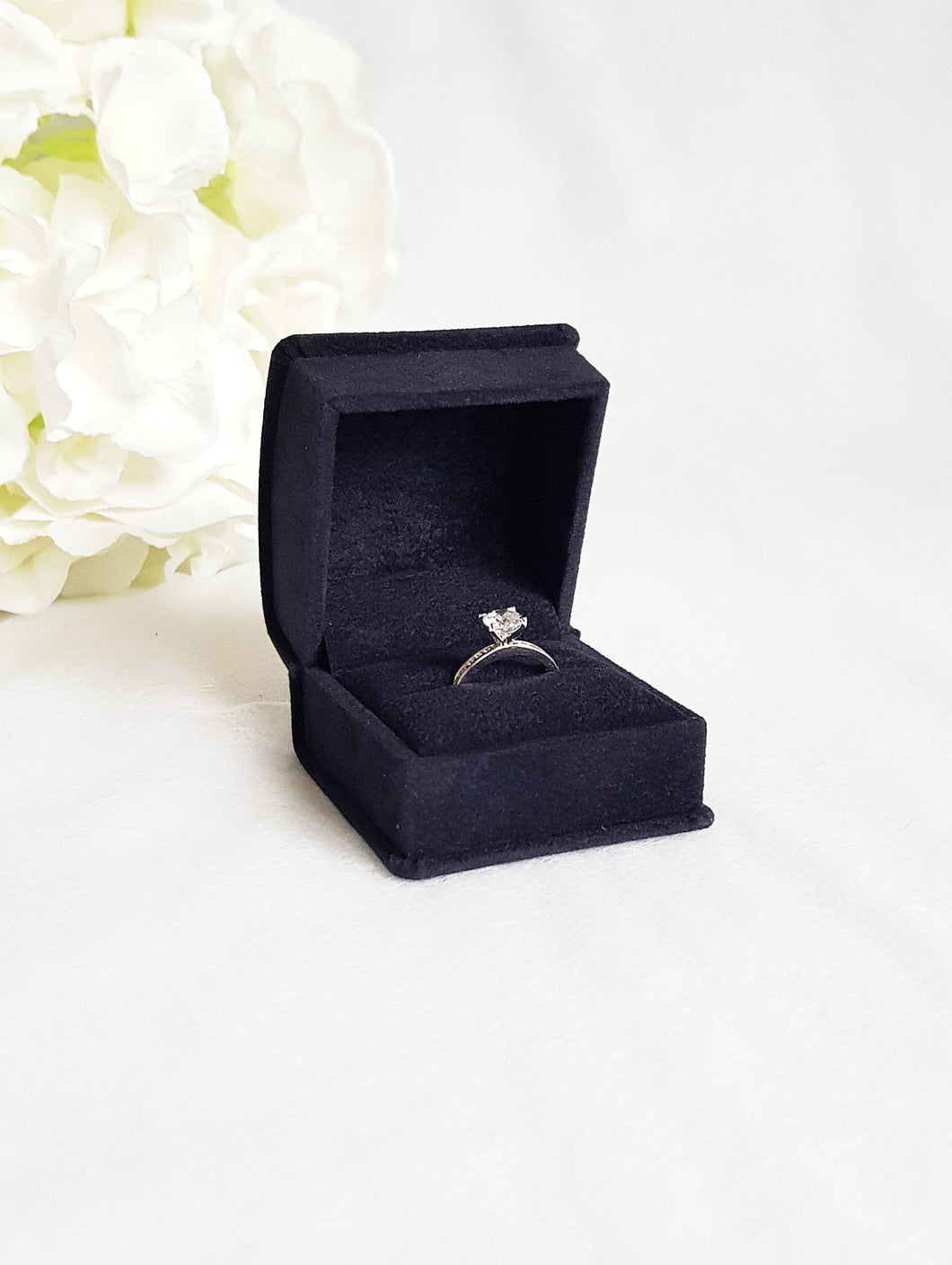 Black Luxury Suede Single Ring Box title
