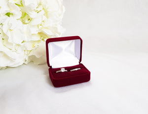 Dark Red Velvet Double Ring Box 1